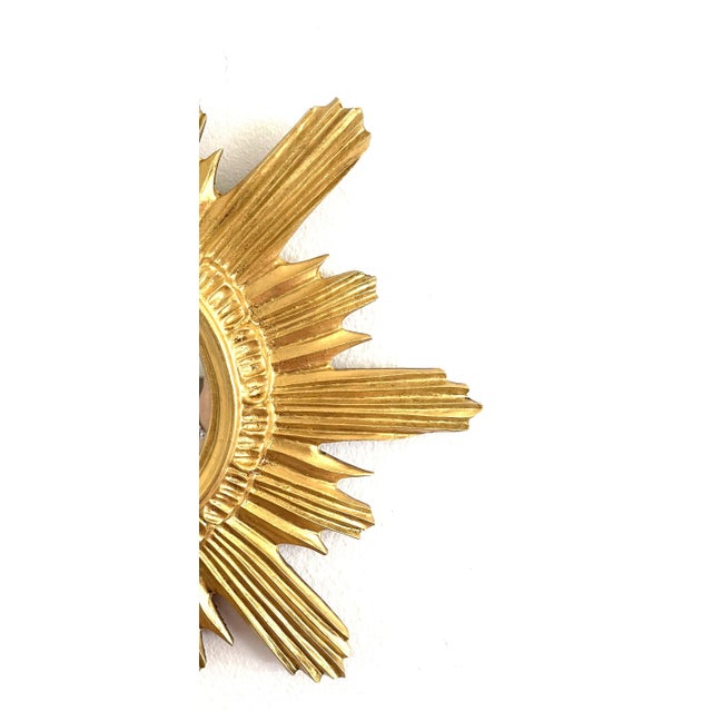 Sunburst Mirror in Gilded Wood, 1980s For Sale - Image 3 of 7