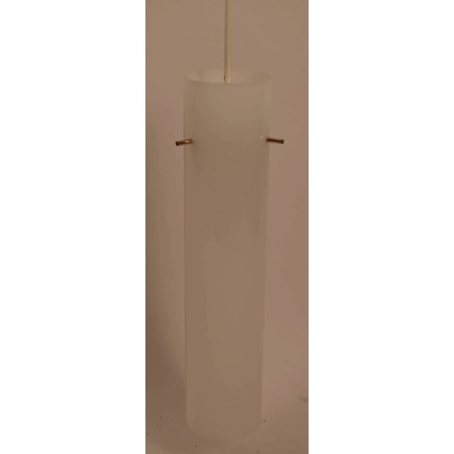 Mid-Century Modern Pair of Plastic Cylinder Hanging Lights For Sale - Image 3 of 7