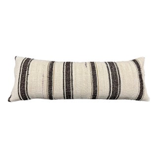 Turkish Hemp Pillow Cushion Natural Beige Black Cushion Cover 14x40 For Sale