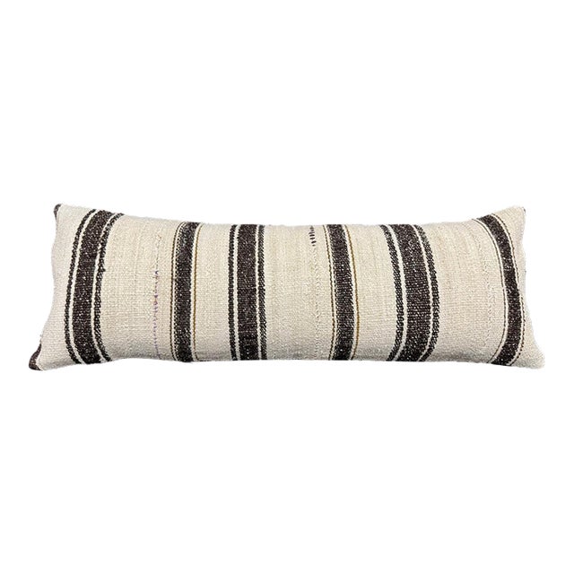Turkish Hemp Pillow Cushion Natural Beige Black Cushion Cover 14x40 For Sale