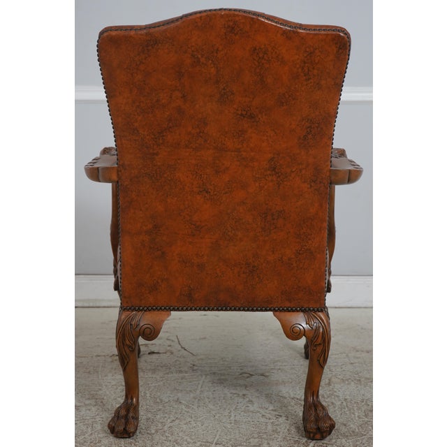 Georgian Tufted Leather Carved Arm Chair For Sale - Image 4 of 18