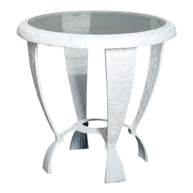 Vintage Grape And Leaf Cast Iron Glass Top Patio Side Table Chairish