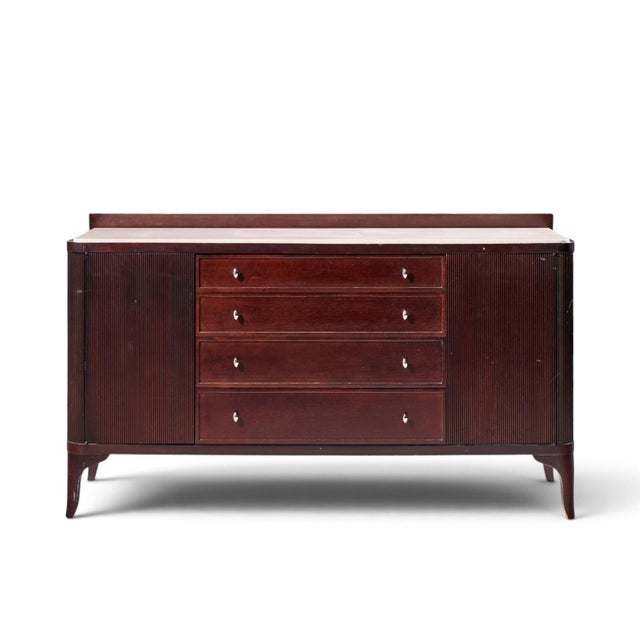 Barbara Barry for Baker Furniture Stone and Mahogany Credenza This credenza measures: 63 wide x 22 deep x 36.25 inches...