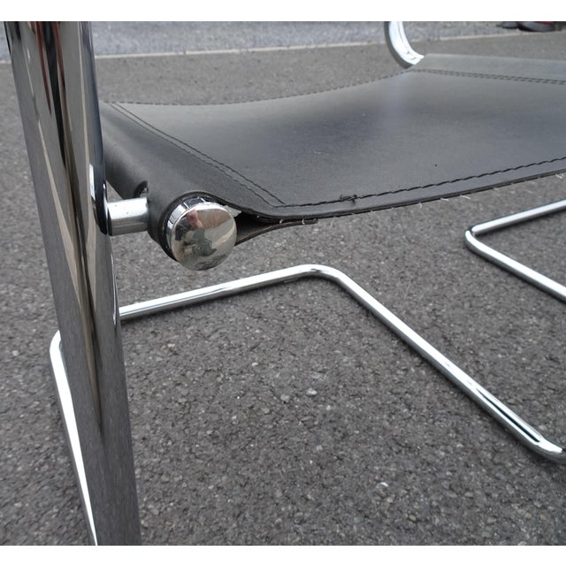 Black Vintage Italian B34 Leather Chrome Slide Chairs by Mart Stam, 1990s, Set of 2 For Sale - Image 8 of 18