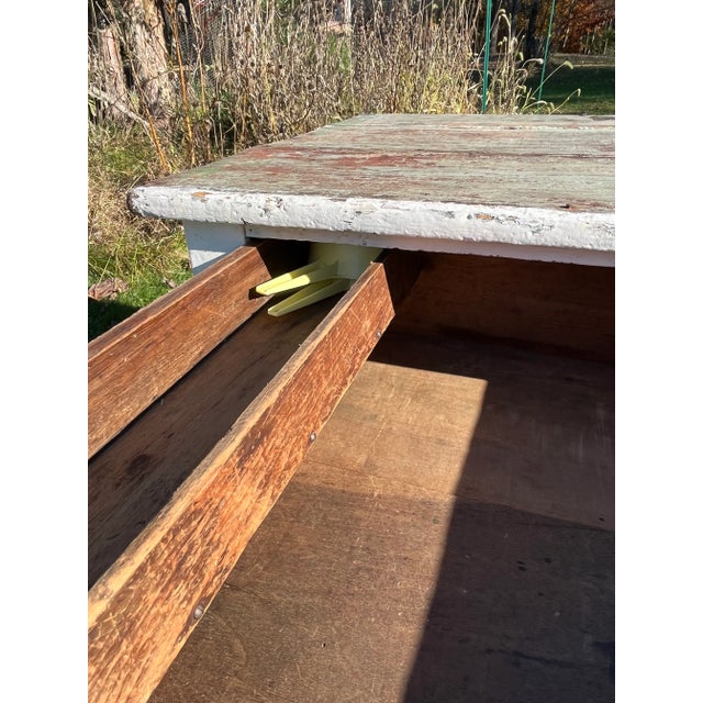Rustic Painted Wood Table With Drawer For Sale - Image 10 of 11