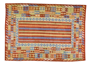 Vintage Afghan Hand Made Organic Wool Natural Color Maimana Kilim,6'10"x9'7"