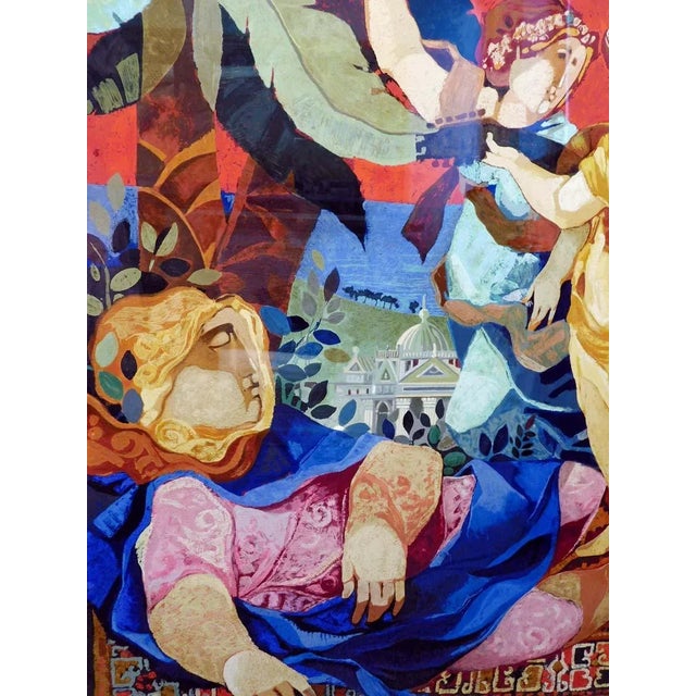 Paper Sunol Alvar "Allegories of Insmnia" 1989 Serigraph on Paper Custom Framed For Sale - Image 7 of 7