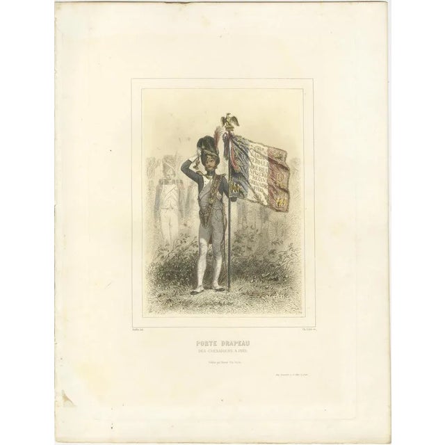 After Raffet, Napoleonic Foot Grenadiers Chasseur, Grenadier, and Flag Bearer, 1859, Print For Sale - Image 3 of 11