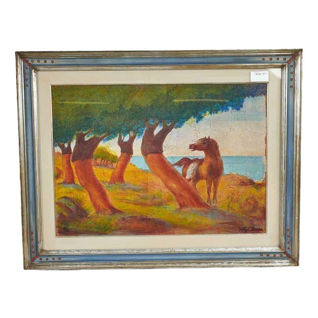 Aligi Sassu, Landscape with Horse, Numbered Lithograph For Sale