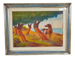 Aligi Sassu, Landscape with Horse, Numbered Lithograph