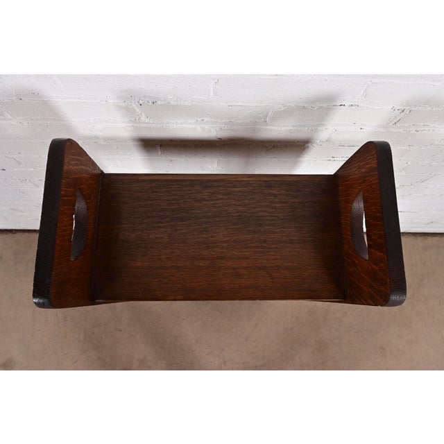 Brown Stickley Brothers Style Antique Mission Oak Arts & Crafts Bookcase or Magazine Rack, Circa 1910 For Sale - Image 8 of 11