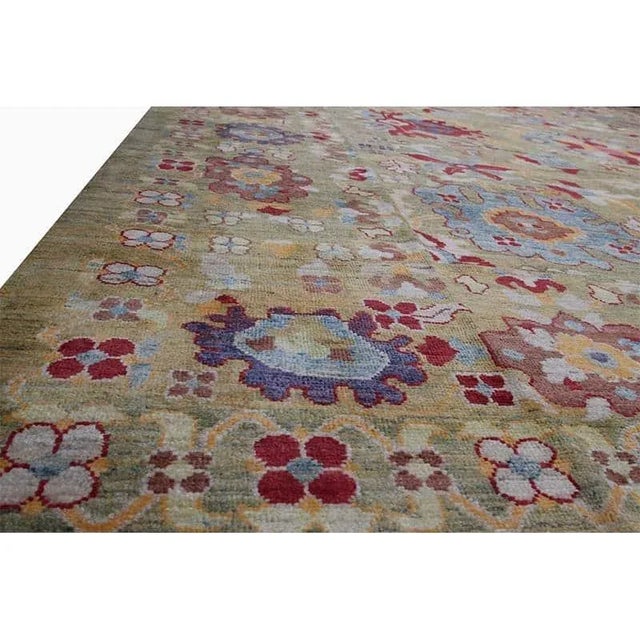 Textile Handwoven Persian Sultanabad Area Rug 13’7″ X 19’5″ For Sale - Image 7 of 12