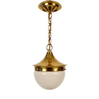 Late Jugendstil Pendant Lamp in Brass and Opaline Glass, Vienna, Austria, 1900s For Sale