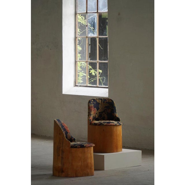 Swedish Stump Chair in Pine and Floral Upholstery, 1960s For Sale - Image 17 of 18