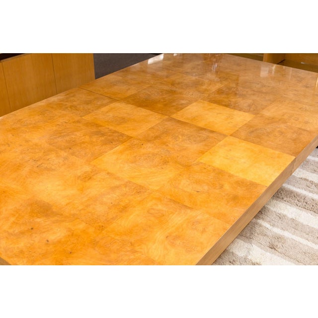 Postmodern Century Furniture Omni Postmodern Burlwood Lacquered Dining Table With Leaves For Sale - Image 3 of 9