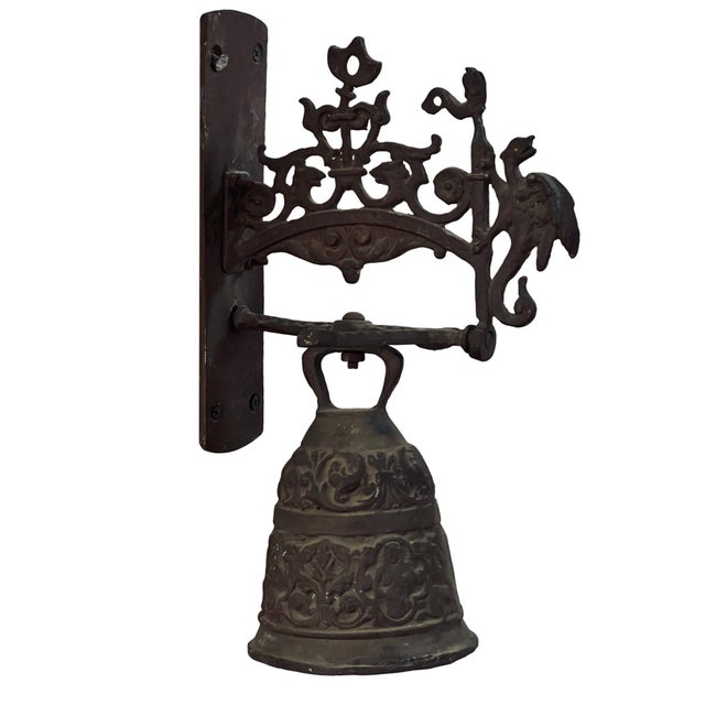 Black 19th Century English Cast Iron Wall Bell For Sale - Image 8 of 12