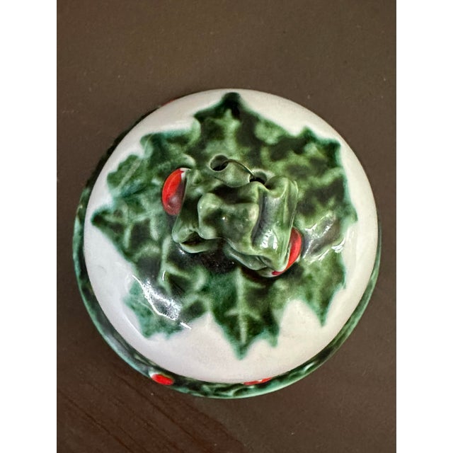 Ceramic Vintage 20th Century Porcelain Holly Berry Christmas Bell/ Ornament For Sale - Image 7 of 7