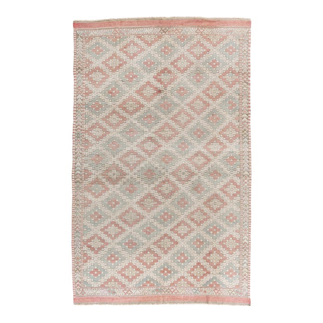 Vintage Turkish Jajim Flatweave Area Rug 5ft 1in X 8ft 11in For Sale