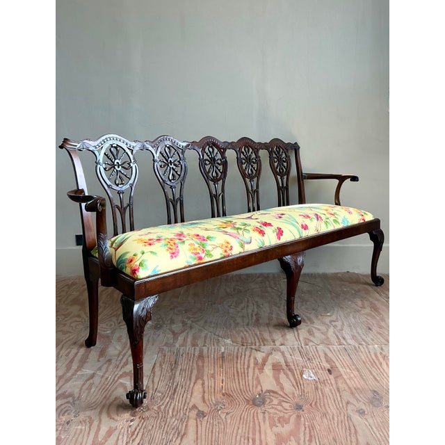 Vintage Regency Carved Georgian Bench in Scalamandre Flora For Sale - Image 12 of 12