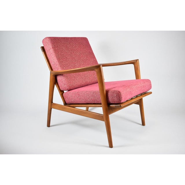 Scandinavian Armchair in Pink Fabric, 1960s For Sale - Image 10 of 10