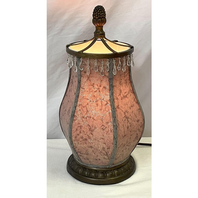 1990's Fabric Fortuny Style Ambiance Accent Lamp For Sale - Image 4 of 12