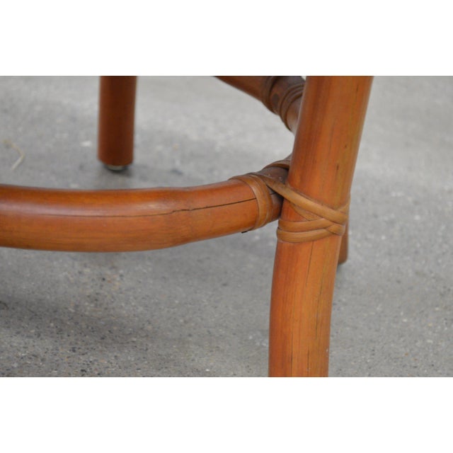 Paint MCM Octagonal Bamboo Enamel White Laminate James Mont Style Side Table For Sale - Image 7 of 7