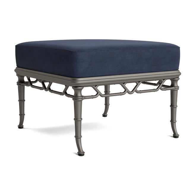 Not Yet Made - Made To Order Brown Jordan Calcutta Ottoman, Mica frame with Fusion Neptune fabric For Sale - Image 5 of 11