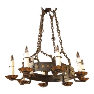 1900s Oval Iron Chandelier From France For Sale
