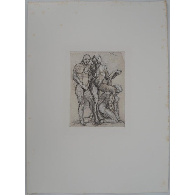 Auguste Rodin (1840-1917) (after) Three Shades Speaking to Dante Heliogravure reworked with drypoint and enhanced with...