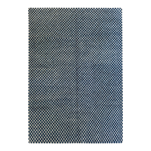 Modern Nepal Handmade Rug 6x9 – Geometric Check Pattern in Grey and Dark Blue Wool