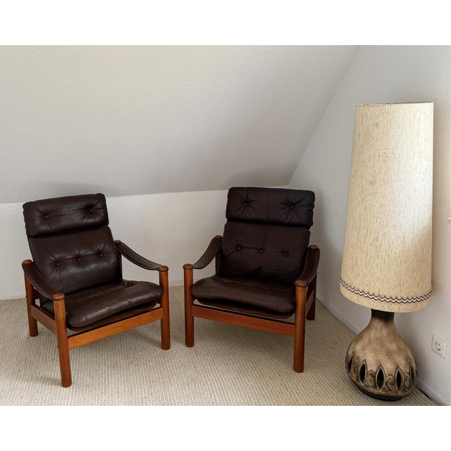 Danish Lounge Chairs in Teak and Leather by Ebbe Gehl & Søren Nissen, 1970s, Set of 2 For Sale - Image 4 of 4