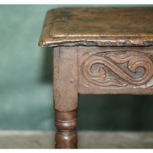 Gold Charles II Carved Oak S-Scroll Stool, 1660s For Sale - Image 8 of 18