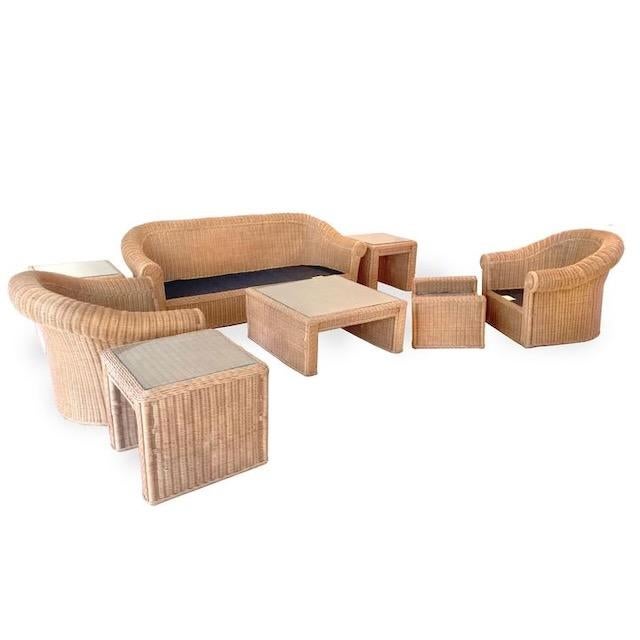 Henry Link Rattan Sofa and Ottoman Chairish