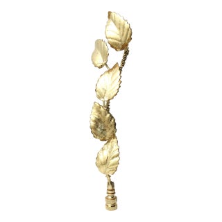 Exceptionally Tall Vintage Italian Tole Leaf Gold Mid Century Lamp Finial, For Sale