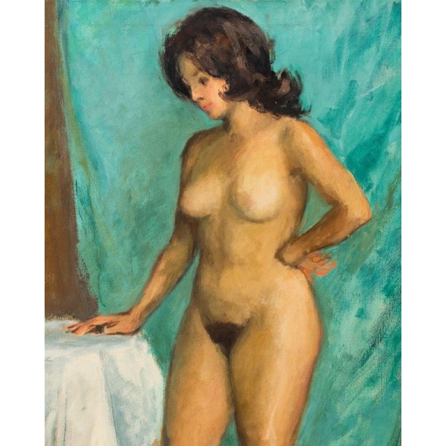 Ralph Clark (American, XX), Standing Female Nude, Oil on Canvas, 1964-65, signed with paper label to verso, unframed. 40"...