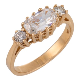 Vintage Gia 1.00 Carat Diamond 14k Yellow Gold East West Ring, Size 7 For Sale