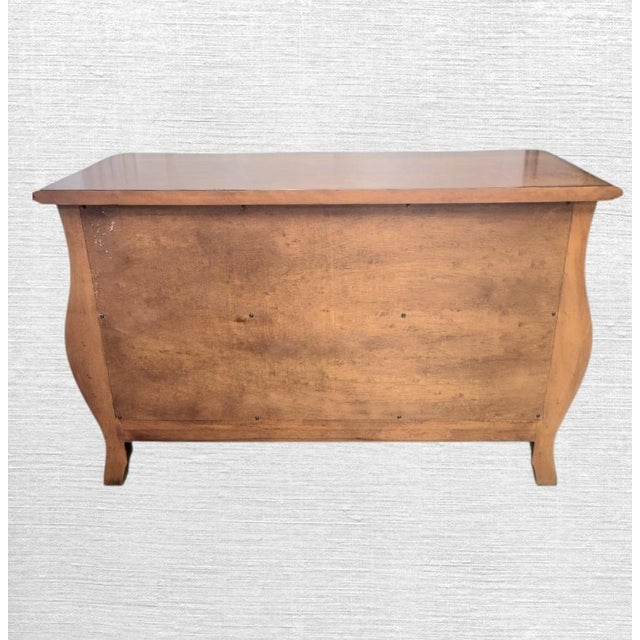 Vintage Century Oversized Solid Wood 2 Drawer French Provincial Rococo Carved Bombe Chests Commode- A Pair For Sale - Image 9 of 18