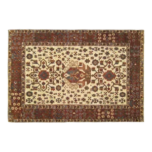 Antique Persian Heriz Karaja Oriental Rug, Small Size, w/ Multiple Medallions
