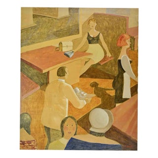 Alberto Gallerati, In the Pastry Shop, Oil on Canvas, 1970s For Sale