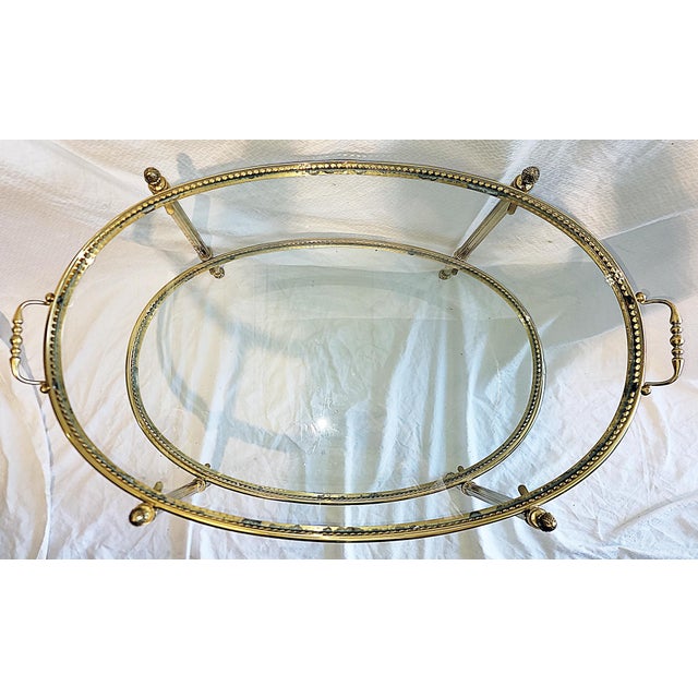 1980s 1980s Oval Brass 2 Tier Tea Table For Sale - Image 5 of 9