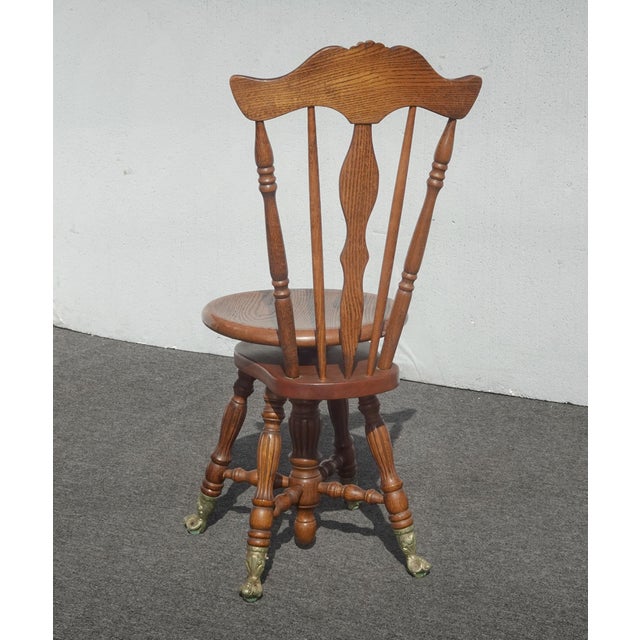 Antique French Country Chair ~ Piano Swivel Stool W Backrest & Cast Iron Feet For Sale - Image 14 of 14