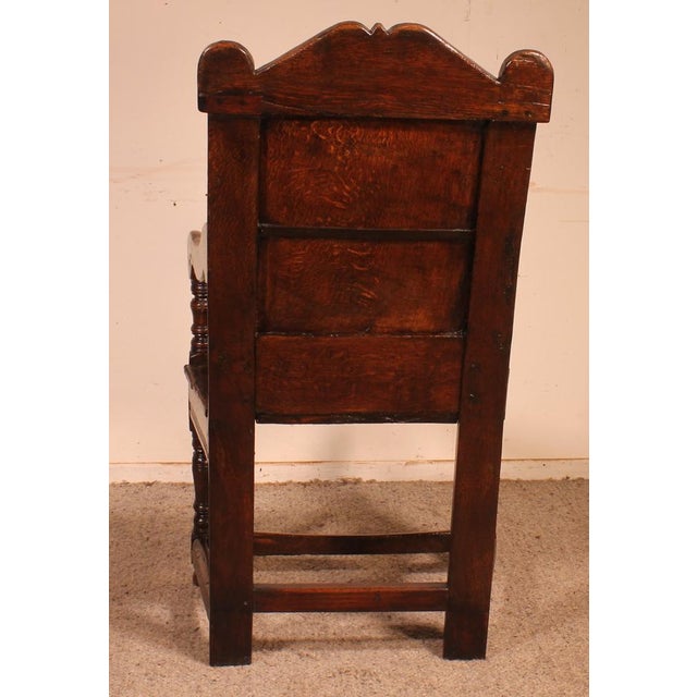 Early 17th Century Charles I Joined Oak Armchair For Sale - Image 12 of 15