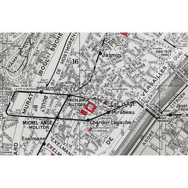 French 1959 Original Cartes Tarides Map of Paris, XVI Arrondissement For Sale - Image 3 of 4