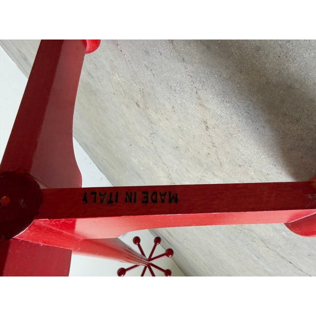 1980’s Italian Postmodern Memphis Style Red Stained Wood Floor Standing Hat & Coat Stand For Sale - Image 11 of 12