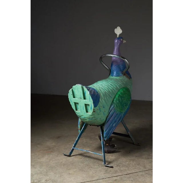 1950s Vintage Carved Wood Peacock Carousel Figure, 1950s For Sale - Image 5 of 8