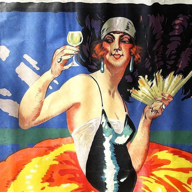 Art Deco Large 5' Foot French Fap'Anis Drink Advertising Poster by Delval, 1935 For Sale - Image 3 of 7