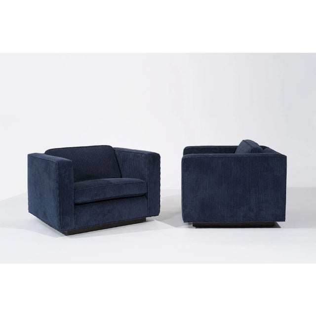 Fully restored Low Profile Lounges by Milo Baughman, circa 1970s. This iconic pair has been meticulously revitalized and...