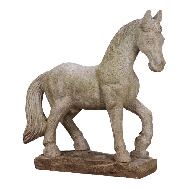 Mid 20th Century Large Carved Granite Figural Horse Sculpture For Sale