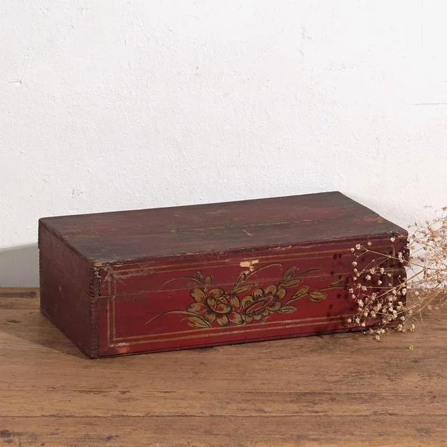 Red Antique Chinese Red Case, 1900s For Sale - Image 8 of 8