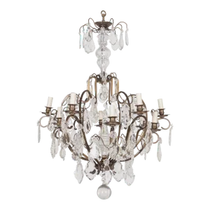 French Louis XV Style 12 Light Crystal Chandelier